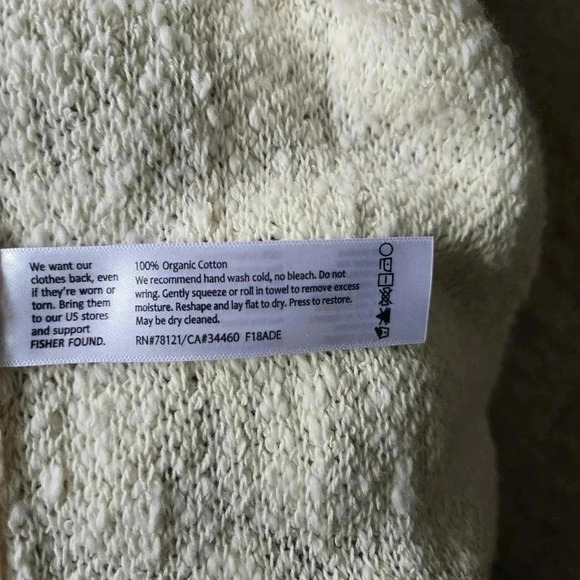 Eileen Fisher Loop Knit Cotton Open Cardigan Off-White Size M #072 - Picture 6 of 7